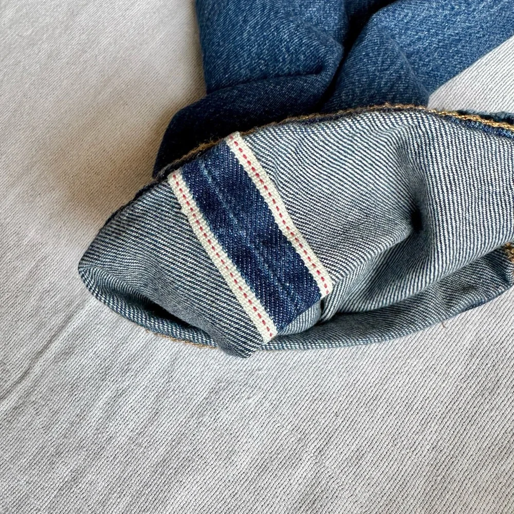Levi's Premium Selvedge 501 Men's Straight Jeans in Medium Blue - Picture 8 of 12
